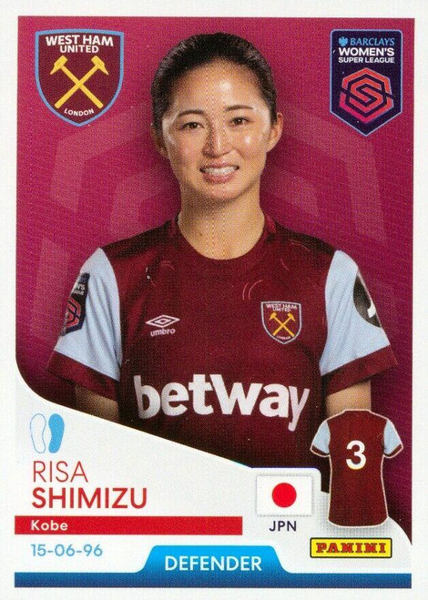 #252 Risa Shimizu (West Ham United) Panini Women's Super League 2024 Sticker Collection