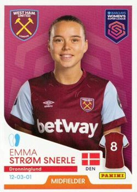 #257 Emma Strom Snerle (West Ham United) Panini Women's Super League 2024 Sticker Collection