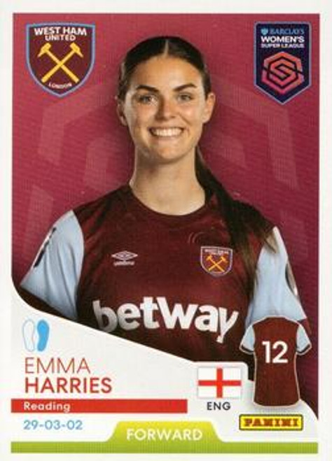 #264 Emma Harries (West Ham United) Panini Women's Super League 2024 Sticker Collection