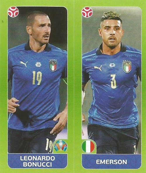 #33 Bonucci/ Emerson (Italy) Panini Euro 2020 Tournament Edition Sticker Collection - ORANGE