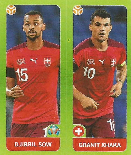 #41 Sow/ Xhaka (Switzerland) Panini Euro 2020 Tournament Edition Sticker Collection - ORANGE