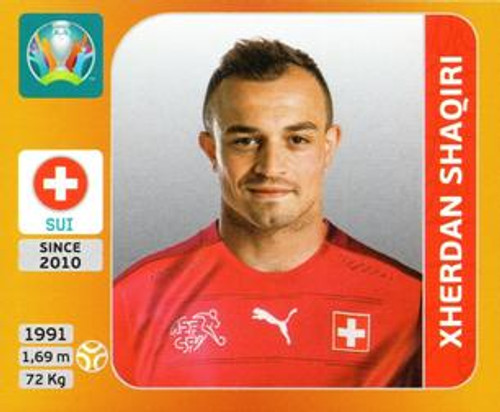 #55 Xherdan Shaqiri (Switzerland) Panini Euro 2020 Tournament Edition Sticker Collection - ORANGE