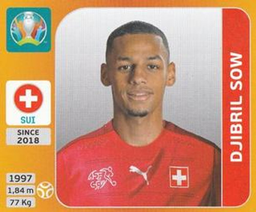 #56 Djibril Sow (Switzerland) Panini Euro 2020 Tournament Edition Sticker Collection - ORANGE