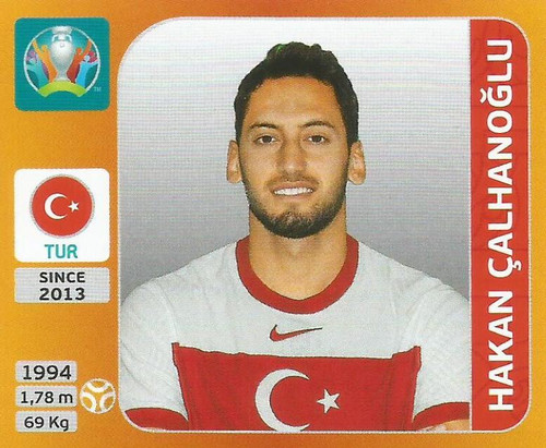 #75 Hakan Çalhanoglu (Turkey) Panini Euro 2020 Tournament Edition Sticker Collection - ORANGE