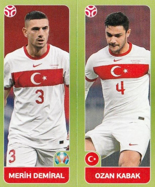 #87 Demiral/ Kabak (Turkey) Panini Euro 2020 Tournament Edition Sticker Collection - ORANGE