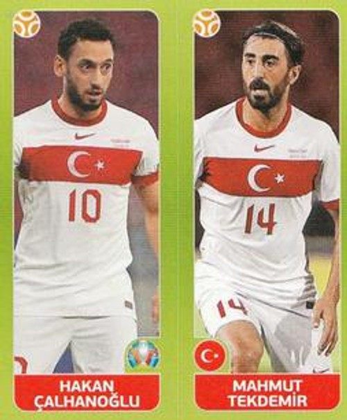 #89 Calhanoglu/ Tekdemir (Turkey) Panini Euro 2020 Tournament Edition Sticker Collection - ORANGE