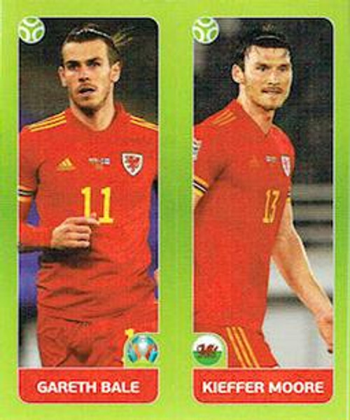 #97 Bale/ Moore (Wales) Panini Euro 2020 Tournament Edition Sticker Collection - ORANGE