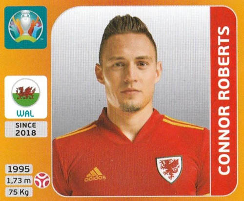 #105 Connor Roberts (Wales) Panini Euro 2020 Tournament Edition Sticker Collection - ORANGE