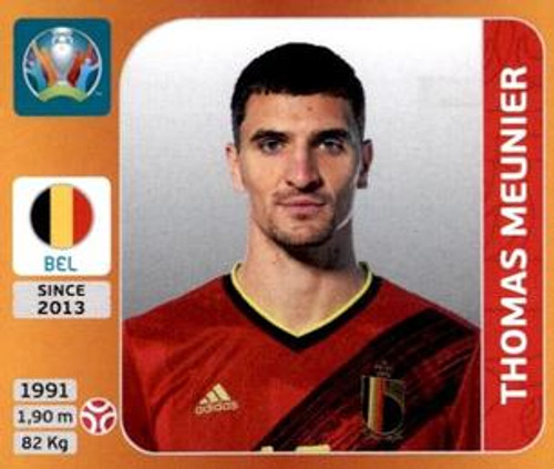 #130 Thomas Meunier (Belgium) Panini Euro 2020 Tournament Edition Sticker Collection - ORANGE