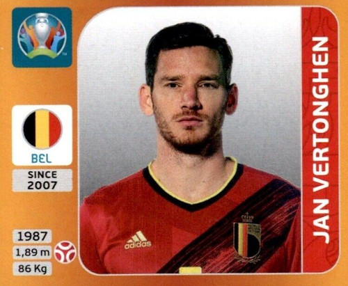 #131 Jan Vertonghen (Belgium) Panini Euro 2020 Tournament Edition Sticker Collection - ORANGE