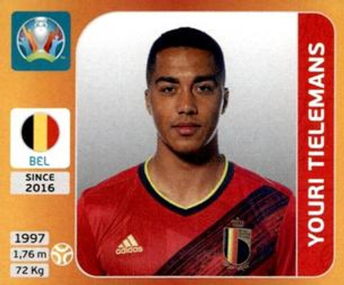 #134 Youri Tielemans (Belgium) Panini Euro 2020 Tournament Edition Sticker Collection - ORANGE