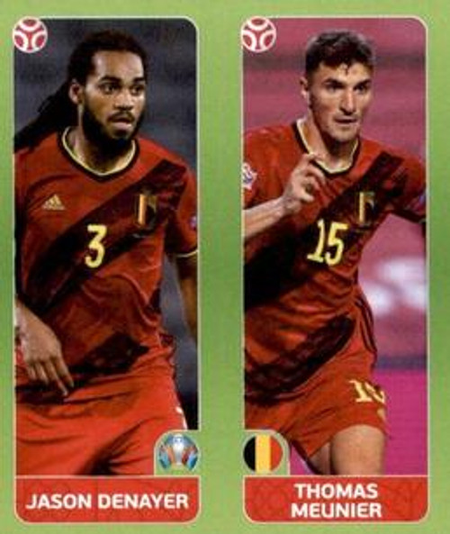 #145 Denayer/ Meunier (Belgium) Panini Euro 2020 Tournament Edition Sticker Collection - ORANGE