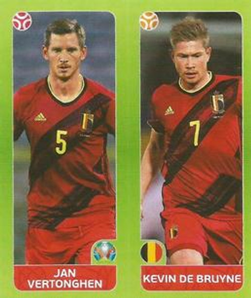 #146 Vertonghen/ de Bruyne (Belgium) Panini Euro 2020 Tournament Edition Sticker Collection - ORANGE