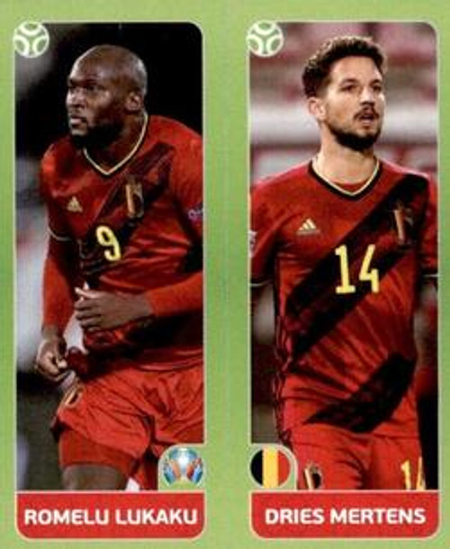 #149 Lukaku/ Mertens (Belgium) Panini Euro 2020 Tournament Edition Sticker Collection - ORANGE