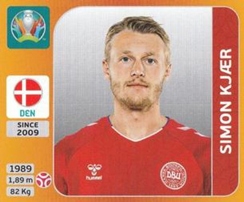 #161 Simon Kjær (Denmark) Panini Euro 2020 Tournament Edition Sticker Collection - ORANGE