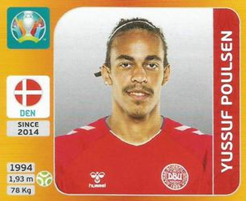 #173 Yussuf Poulsen (Denmark) Panini Euro 2020 Tournament Edition Sticker Collection - ORANGE