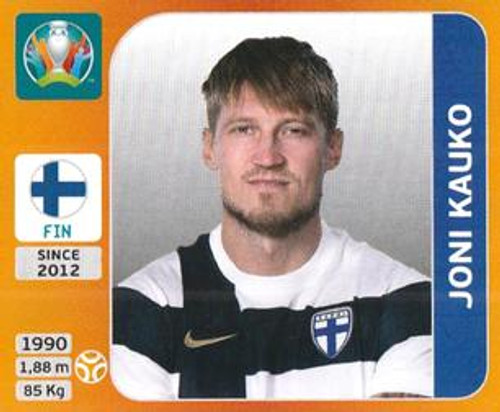 #188 Joni Kauko (Finland) Panini Euro 2020 Tournament Edition Sticker Collection - ORANGE