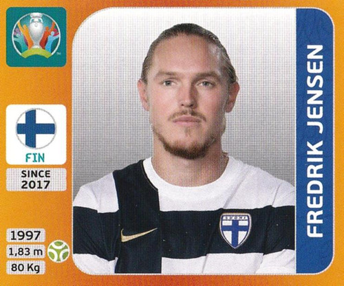#195 Frederik Jensen (Finland) Panini Euro 2020 Tournament Edition Sticker Collection - ORANGE