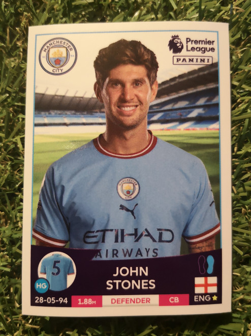 #410 John Stones (Manchester City) Panini Premier League 2023 Sticker Collection