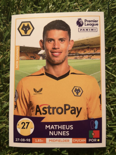 #620 Matheus Nunes (Wolverhampton Wanderers) Panini Premier League 2023 Sticker Collection