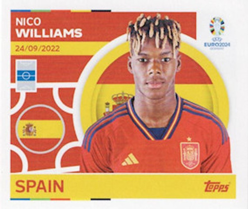 #ESP15 Nico Williams (Spain) Topps Euro 2024 Sticker Collection