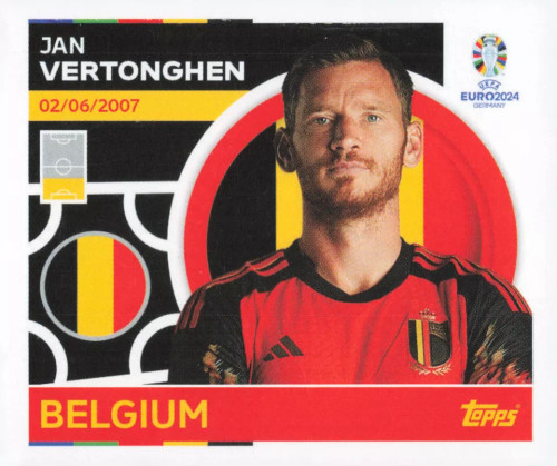 #BEL5 Jan Vertonghen (Belgium) Topps Euro 2024 Sticker Collection