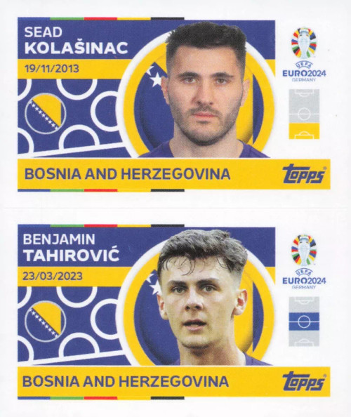 #BIH6/7 Kolasinac/ Tahirovic (Bosnia and Herzegovina) Topps Euro 2024 Sticker Collection