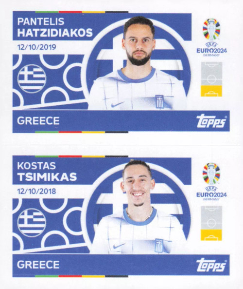 #GRE4/5 Hatzidiakos/ Tsimikas (Greece) Topps Euro 2024 Sticker Collection #GRE4/5 Hatzidiakos/ Tsimikas (Greece) Topps Euro 2024 Sticker Collection