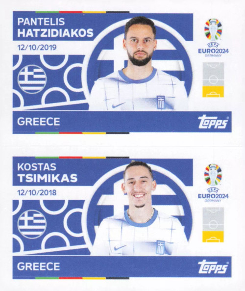 #GRE4/5 Hatzidiakos/ Tsimikas (Greece) Topps Euro 2024 Sticker Collection