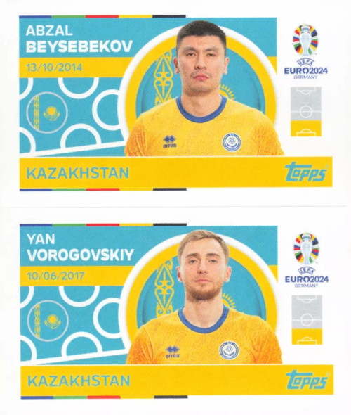 #KAZ6/7 Beysebekov/ Vorogovskiy (Kazakhstan) Topps Euro 2024 Sticker Collection #KAZ6/7 Beysebekov/ Vorogovskiy (Kazakhstan) Topps Euro 2024 Sticker Collection