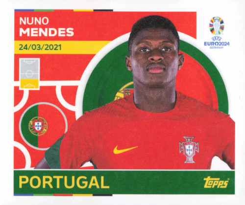 #POR10 Nuno Mendes (Portugal) Topps Euro 2024 Sticker Collection