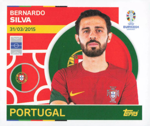 #POR18 Bernardo Silva (Portugal) Topps Euro 2024 Sticker Collection