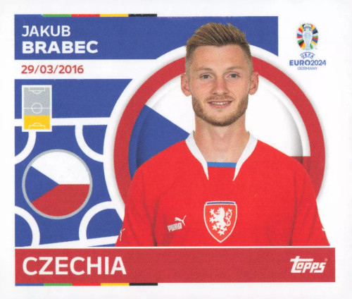 #CZE6 Jakub Brabec (Czechia) Topps Euro 2024 Sticker Collection #CZE6 Jakub Brabec (Czechia) Topps Euro 2024 Sticker Collection