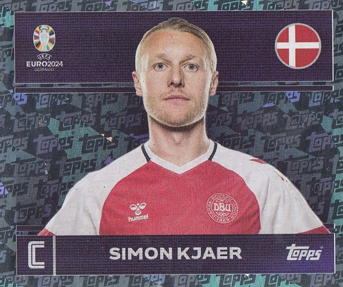 #DEN2 Simon Kjaer (Denmark) Topps Euro 2024 Sticker Collection TOPPS FOIL PARALLEL