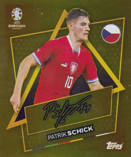 #CZE SP Patrick Schick (Czechia) Topps Euro 2024 Sticker Collection GOLD SIGNATURE