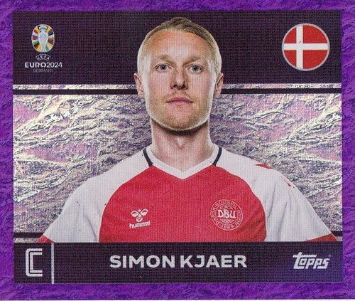 #DEN2 Simon Kjaer (Denmark) Topps Euro 2024 Sticker Collection PURPLE PARALLEL