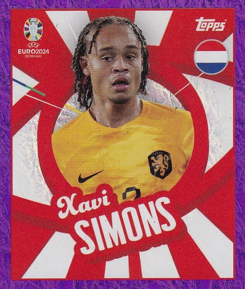 #NED PTW Xavi Simons (Netherlands) Topps Euro 2024 Sticker Collection PURPLE PARALLEL