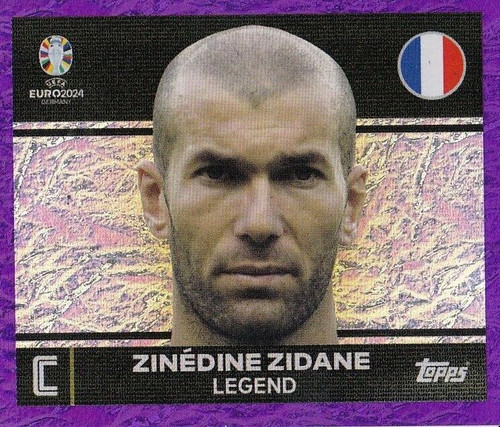 #FRA2 Zinedine Zidane (France) Topps Euro 2024 Sticker Collection PURPLE PARALLEL