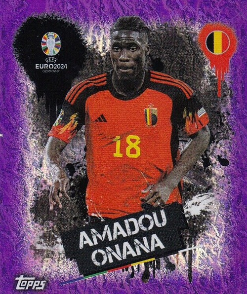 #BEL3 Amadou Onana (Belgium) Topps Euro 2024 Sticker Collection PURPLE PARALLEL