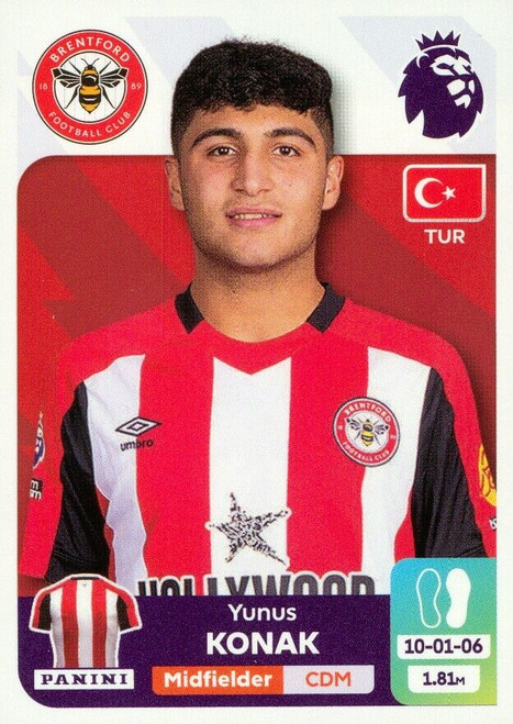 #U8 Yunus Konak (Brentford) Panini Premier League 2024 Sticker Collection UPDATE STICKER