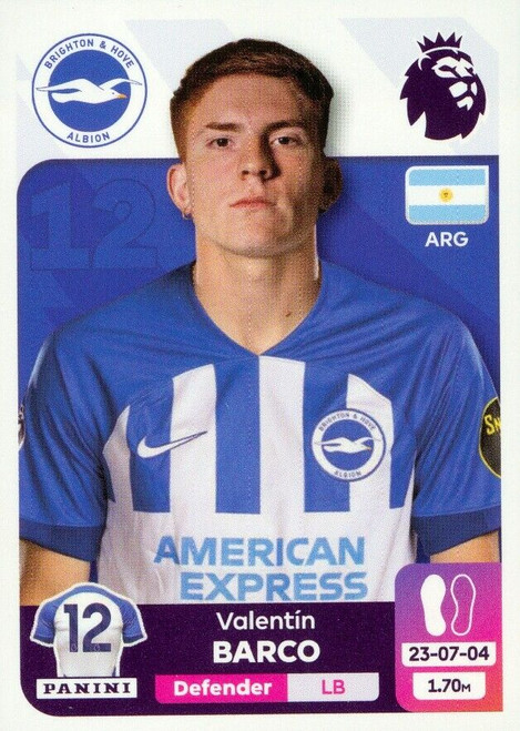 #U9 Valentín Barco (Brighton & Hove Albion) Panini Premier League 2024 Sticker Collection UPDATE STICKER