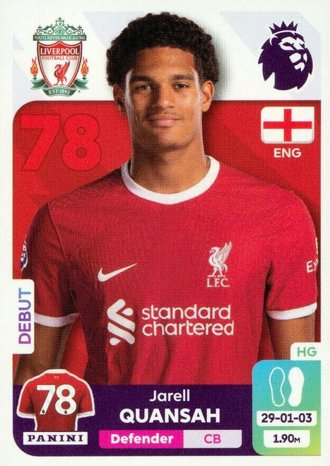 #U21 Jarell Quansah (Liverpool) Panini Premier League 2024 Sticker Collection UPDATE STICKER