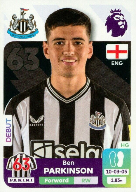 #U33 Ben Parkinson (Newcastle United) Panini Premier League 2024 Sticker Collection UPDATE STICKER