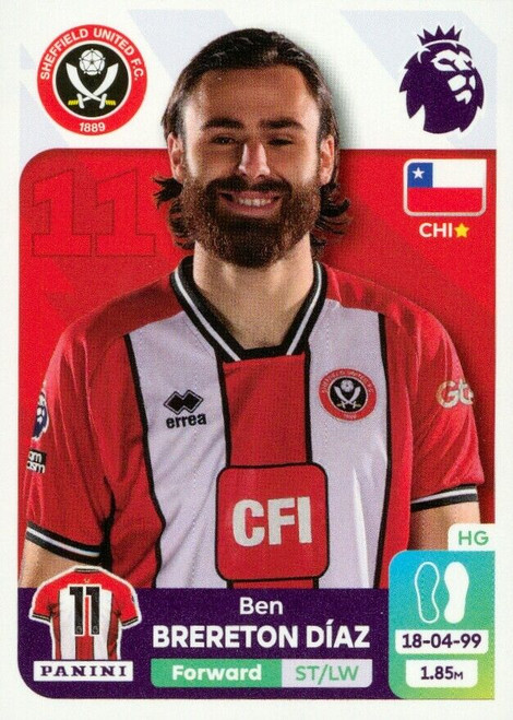 #U41 Ben Brereton Díaz (Sheffield United) Panini Premier League 2024 Sticker Collection UPDATE STICKER