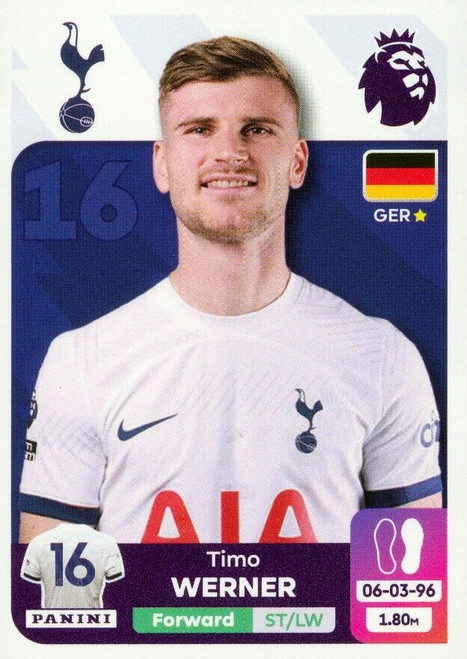 #U43 Timo Werner (Tottenham Hotspur) Panini Premier League 2024 Sticker Collection UPDATE STICKER