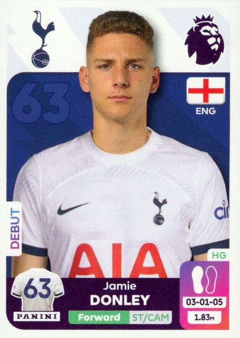 #U44 Jamie Donley (Tottenham Hotspur) Panini Premier League 2024 Sticker Collection UPDATE STICKER