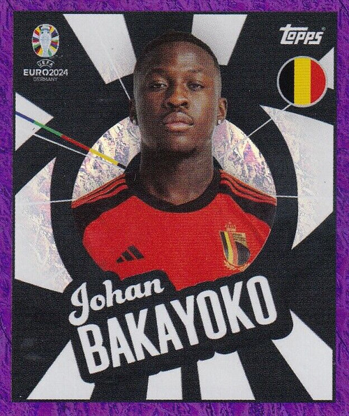 #BEL PTW Johan Bakayoko (Belgium) Topps Euro 2024 Sticker Collection PURPLE PARALLEL