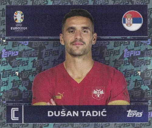 #SRB2 Dusan Tadic (Serbia) Topps Euro 2024 Sticker Collection TOPPS FOIL PARALLEL