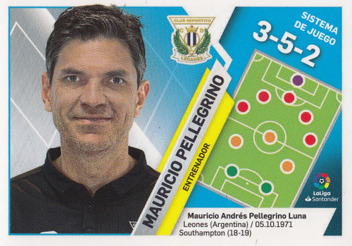 #22 Mauricio Pellegrino (CD Leganes) Panini LaLiga Santander 2019-20 ENTRENADOR