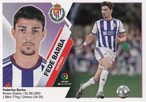 #41 Fede Barba (Real Valladolid) Panini LaLiga Santander 2019-20 ULTIMOS FICHAJES